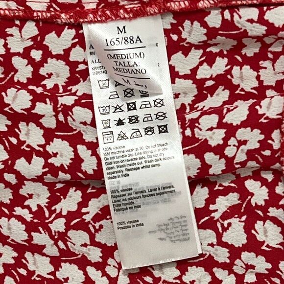 All Saints Dress Women’s Medium Red Floral Krystal True Wrap Mini Ruffle V Neck - Picture 8 of 12